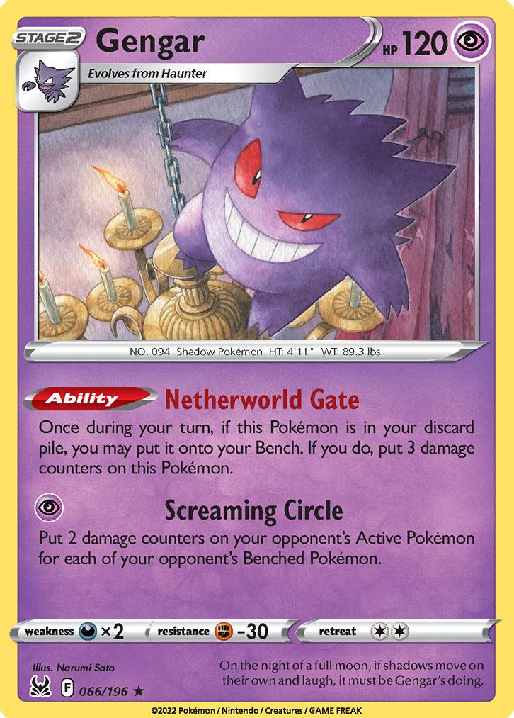 2022 Pokemon Lost Origin Reverse Foil Gengar #66 CGC 8.5