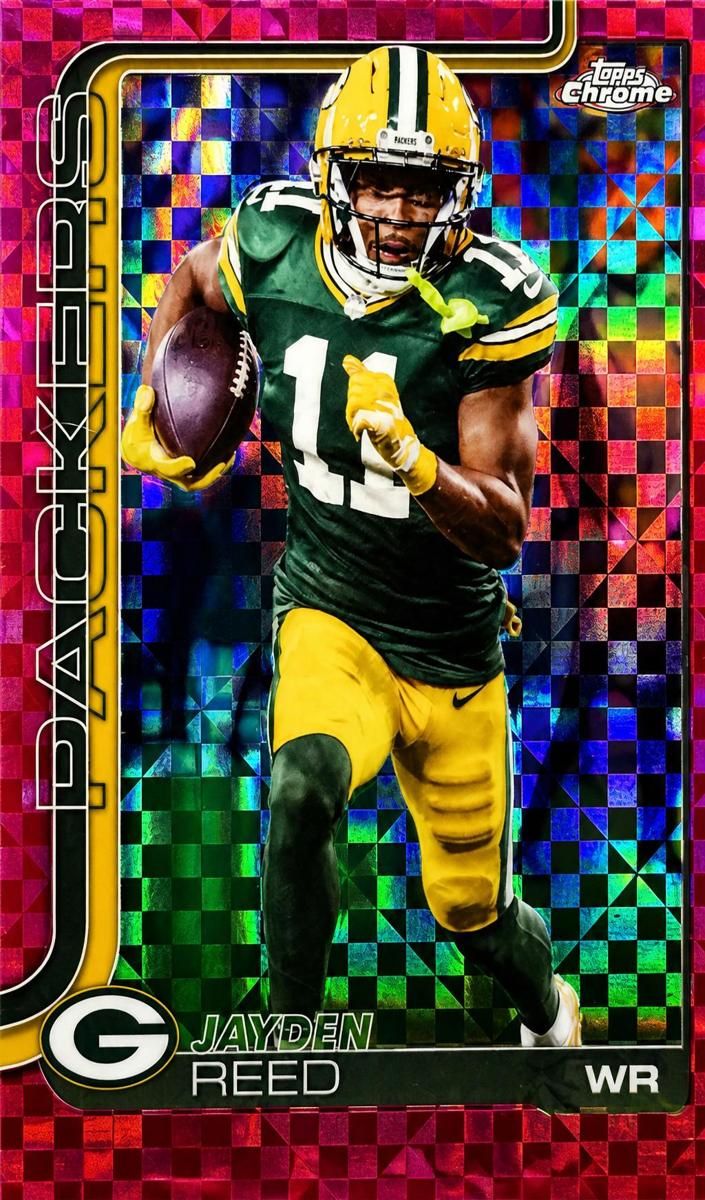 2025 Topps Chrome Football Hot Pink X-Fractor Jayden Reed #107