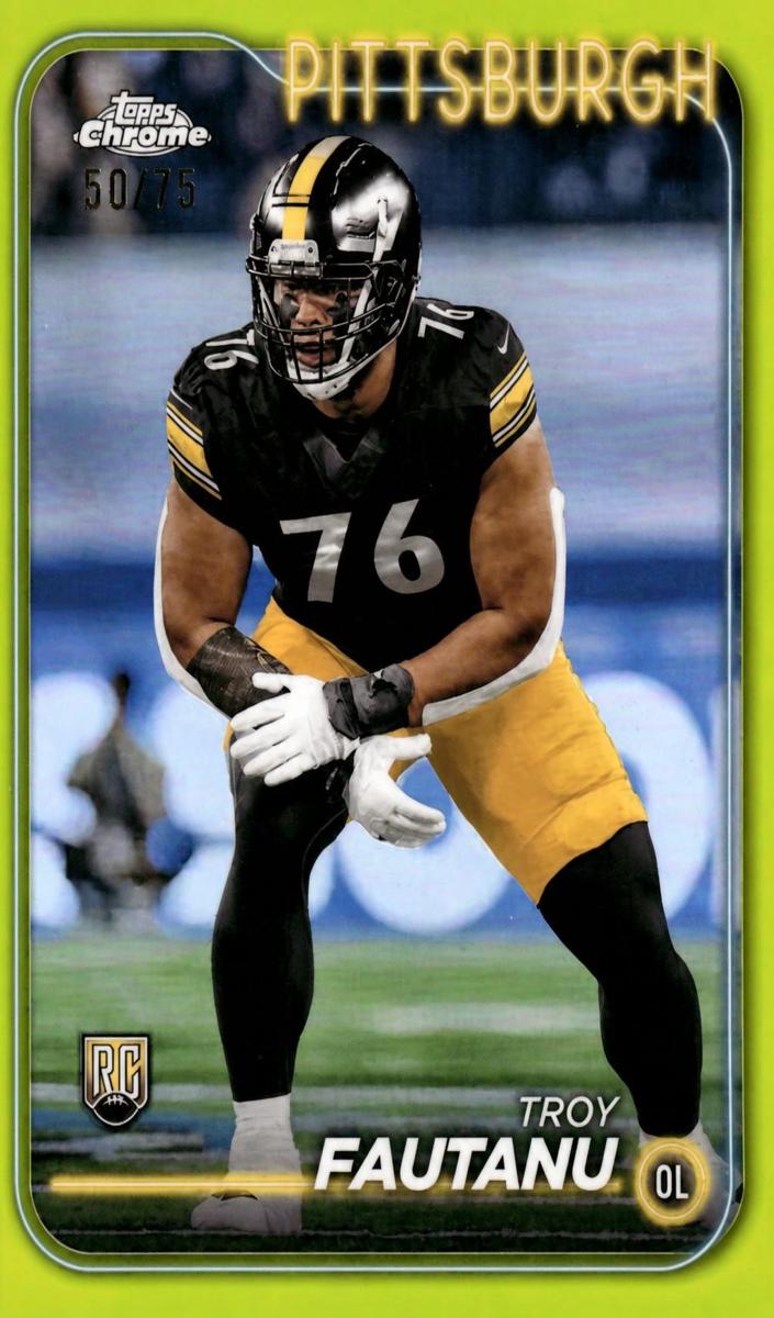 2024 Topps Chrome Football Yellow Refractor Troy Fautanu #295