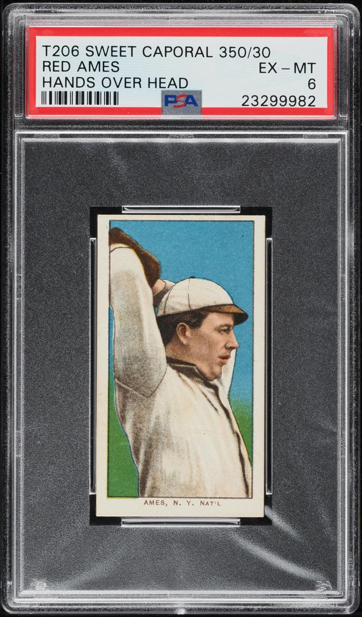 1909-11 T206 Baseball Hands Above Head Red Ames #NNO PSA 2