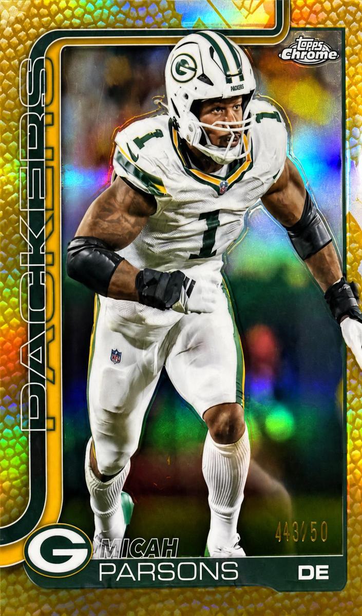 2025 Topps Chrome Football Football Leather Gold Refractor Micah Parsons #77