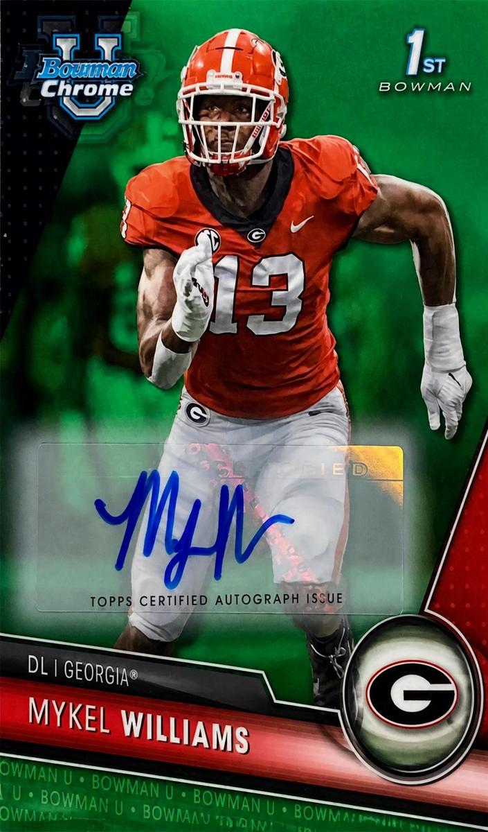2023 Bowman Chrome University Football Green Mykel Williams #91