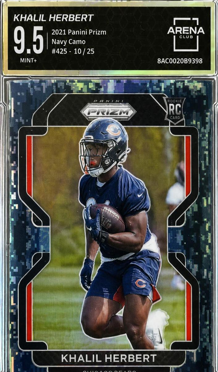 2021 Panini Prizm Football Navy Camo Khalil Herbert #425 PSA 8.5