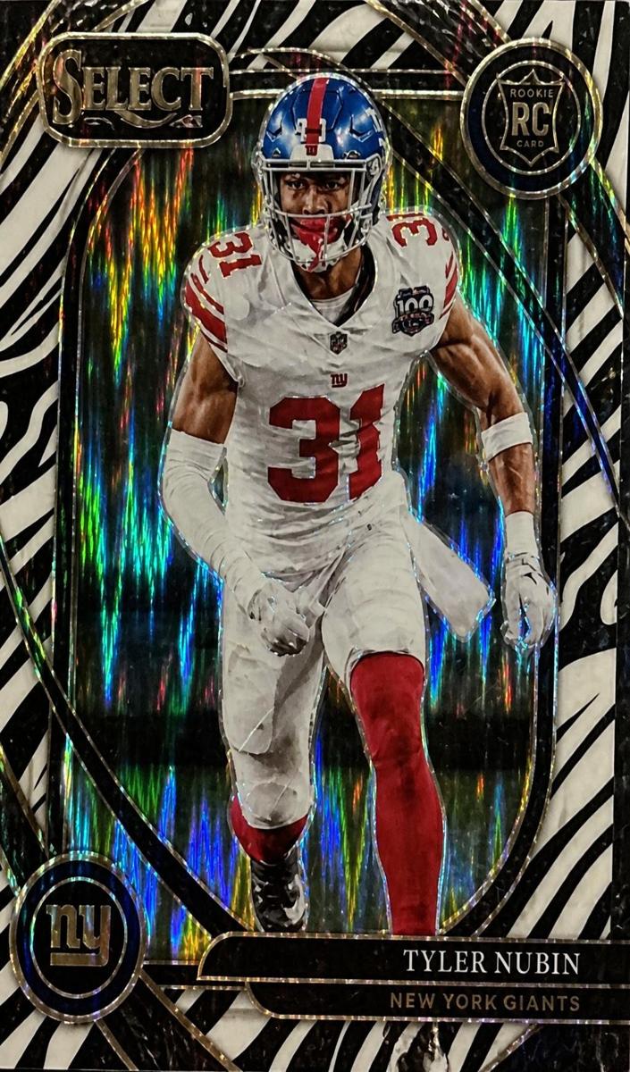 2024 Panini Select Football Zebra Shock Tyler Nubin #299 PSA 8