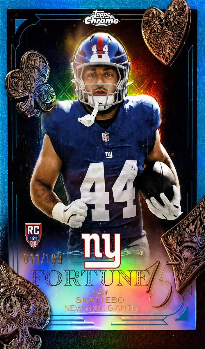2025 Topps Chrome Football Aqua Refractor Cam Skattebo #F15-27