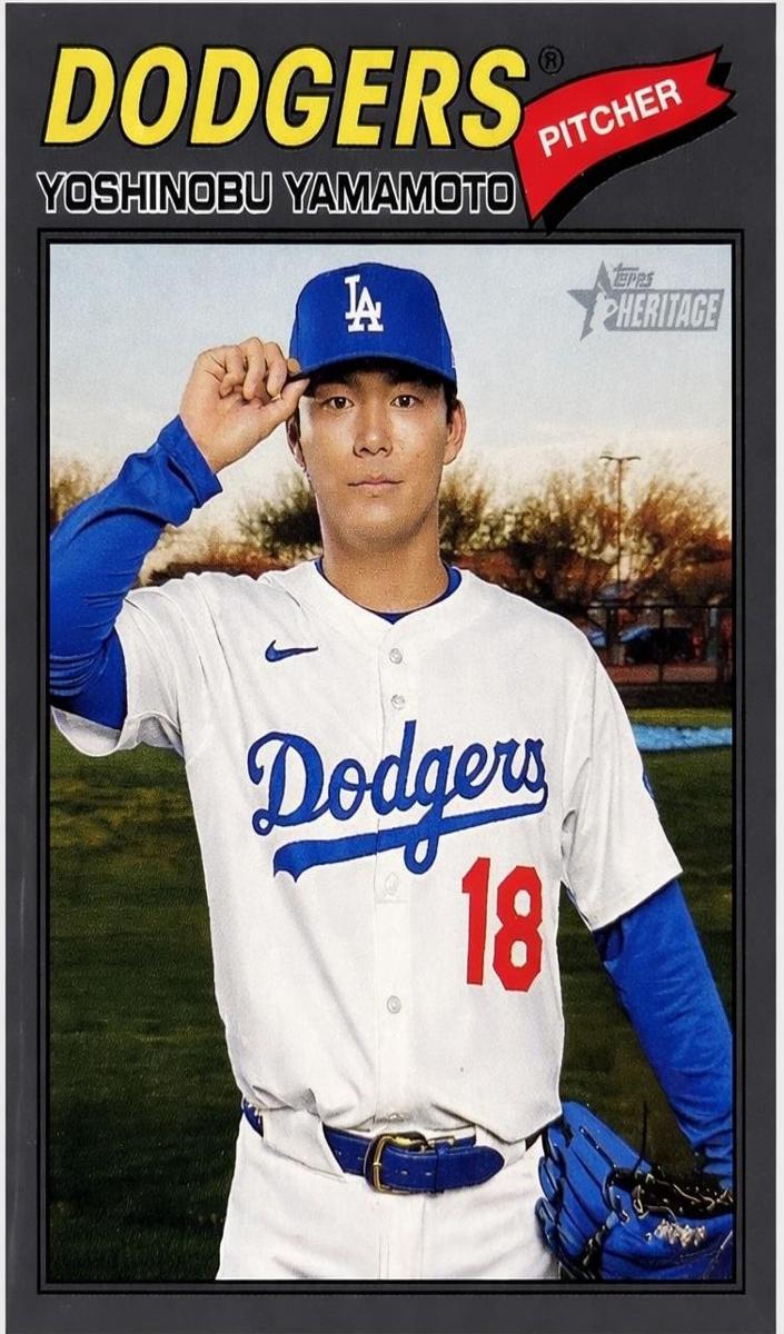 2026 Topps Heritage Baseball Dark Gray Bordered Yoshinobu Yamamoto #371