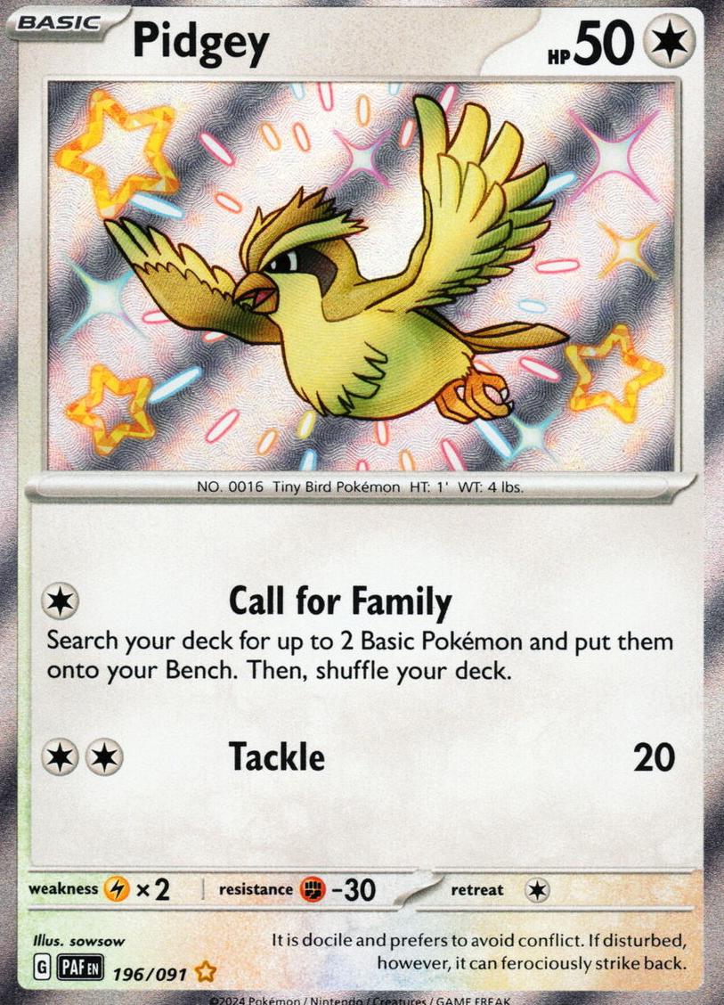 2024 Pokemon Scarlet & Violet Paldean Fates Pidgey #196 PSA 9