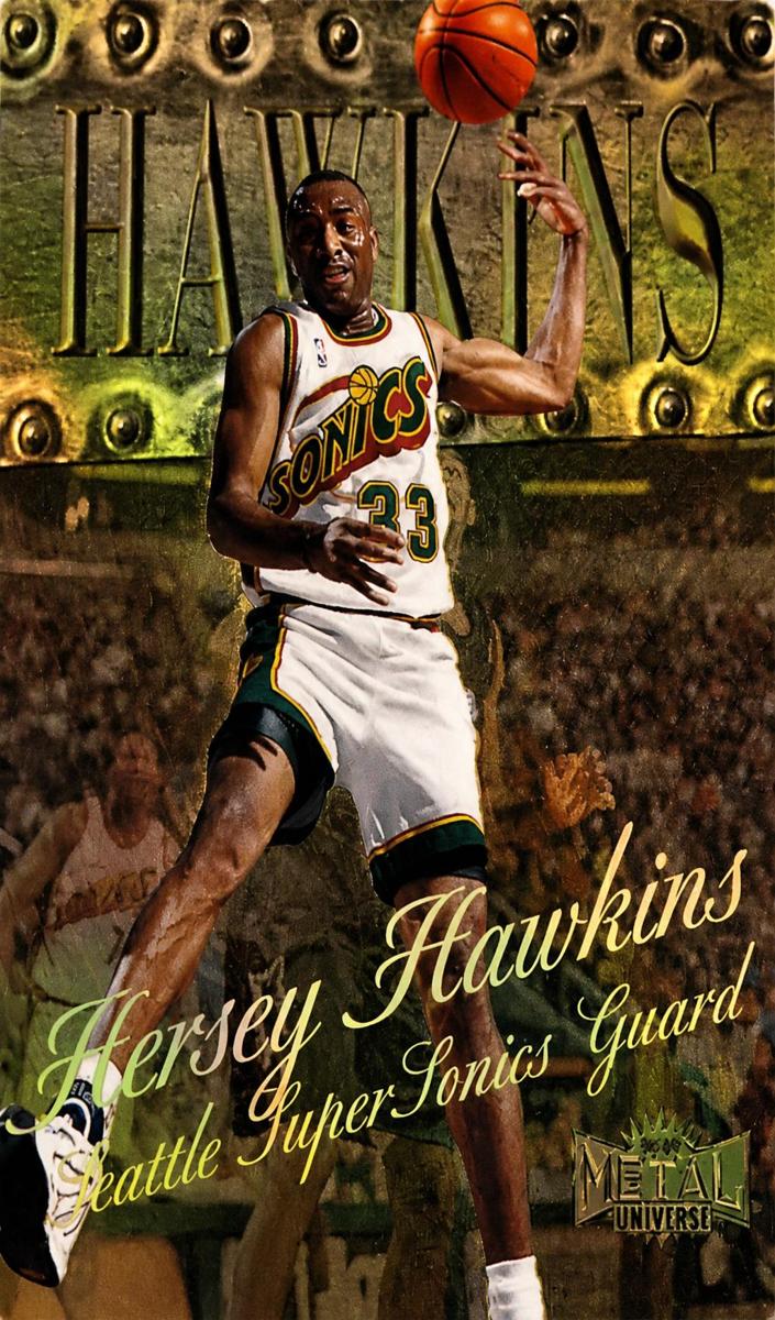 1998 Metal Universe Basketball Precious Metal Gems Hersey Hawkins #93 PSA 6.5
