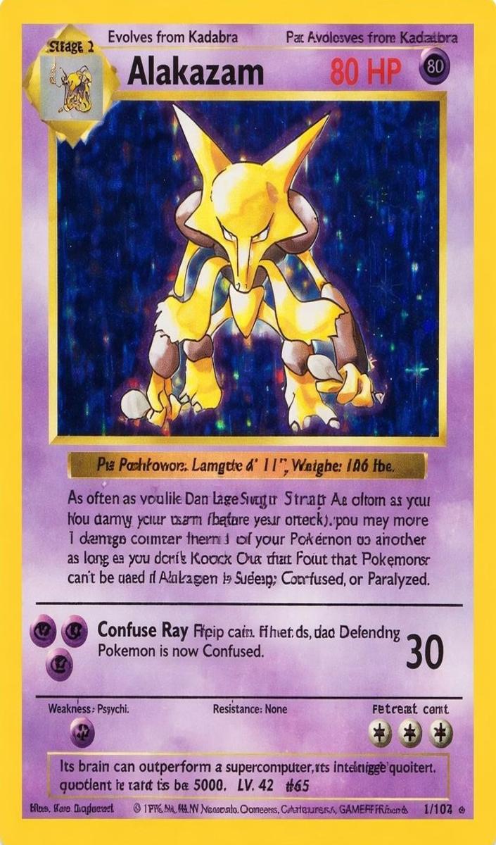 1999 Pokemon Base Set Shadowless Alakazam #1 PSA 8.5