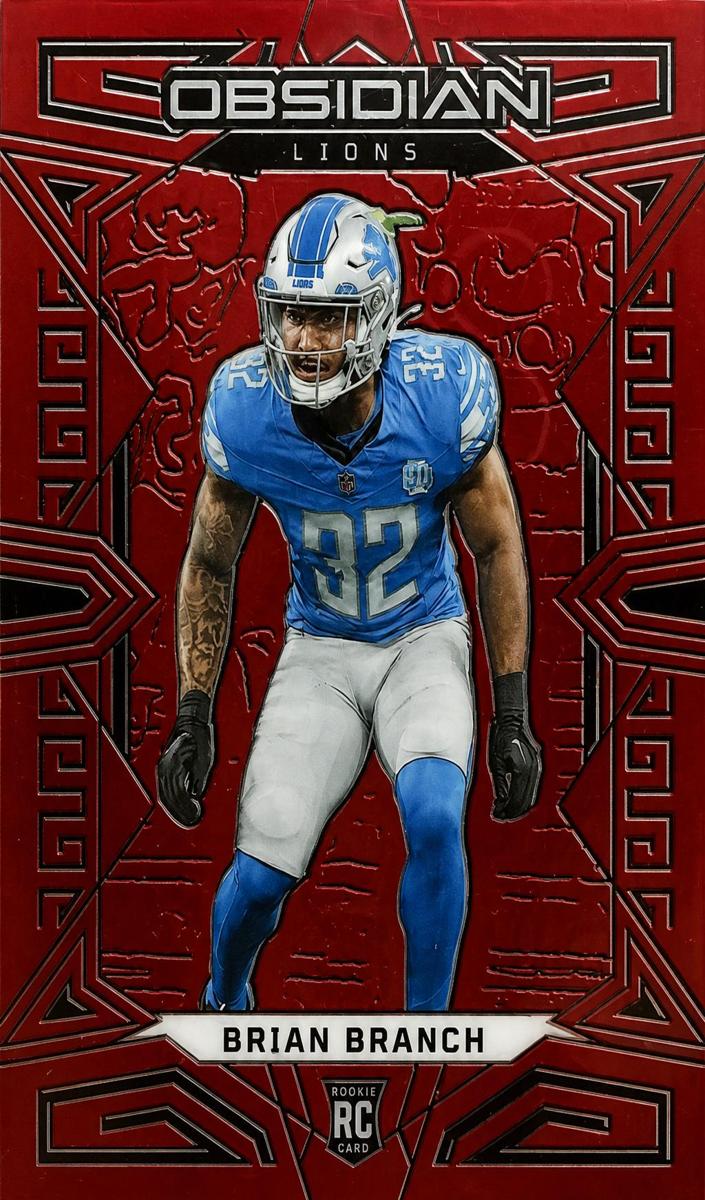 2023 Panini Obsidian Football Asia Electric Etch Red Flood Brian Branch #131
