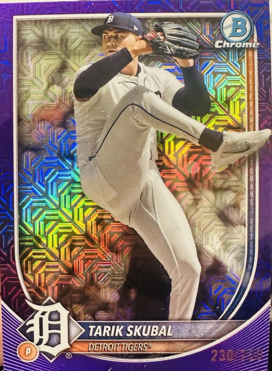 2025 Bowman Chrome Baseball Purple Geometric Refractor Tarik Skubal #95