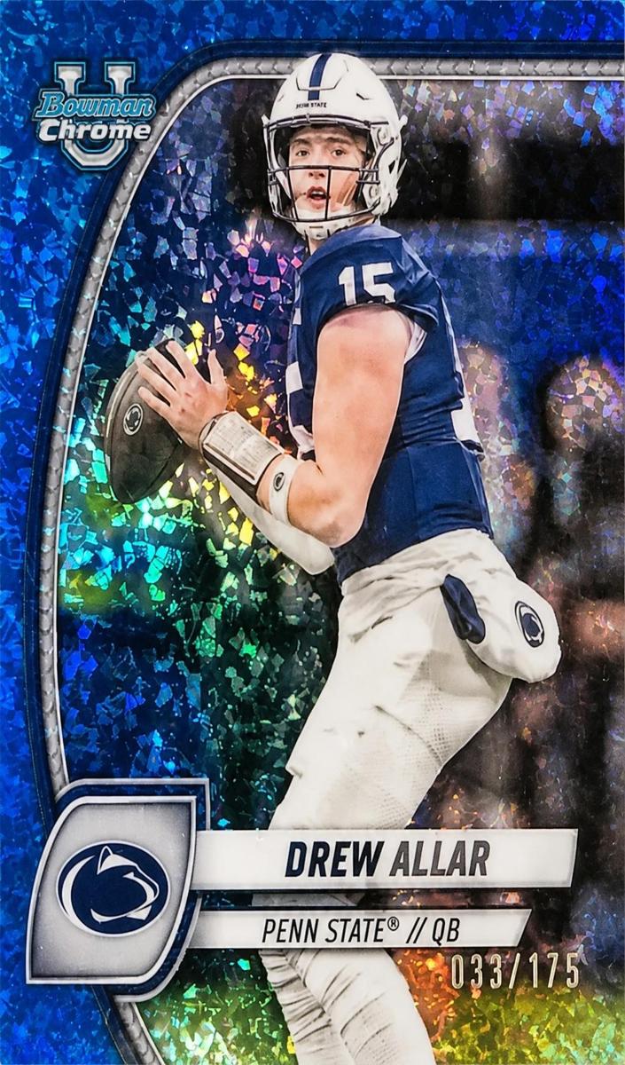 2024 Bowman Chrome University Football Blue Mini Diamond Refractor Drew Allar #4