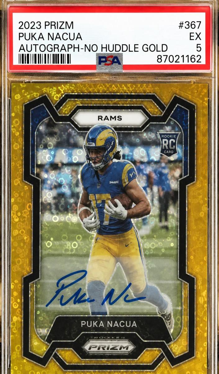 2023 Panini Prizm Football No Huddle Gold Puka Nacua #357 PSA 9