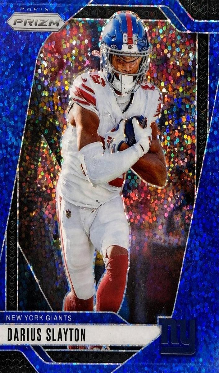 2024 Panini Prizm Football Blue Sparkle Darius Slayton #214 PSA 8