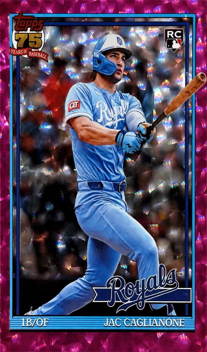 2026 Topps Baseball Pink Crackle Foil Jac Caglianone #T91-42 PSA 8