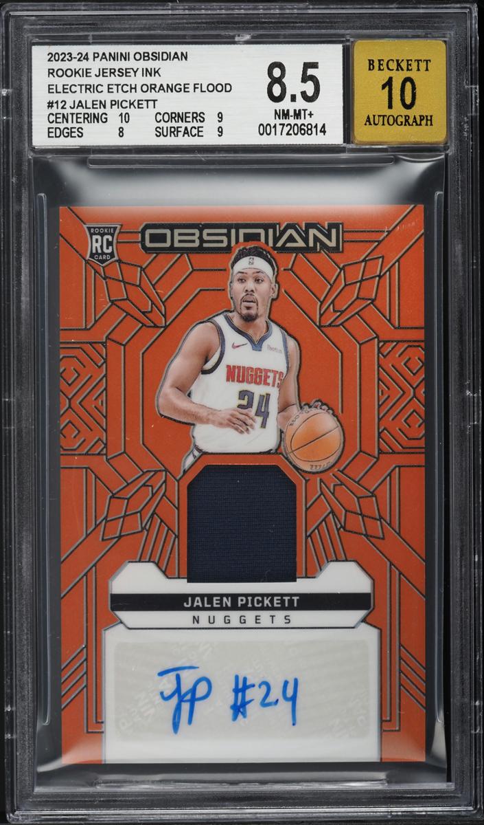 2023 Panini Obsidian Basketball Electric Etch Orange Flood Jalen Pickett #208 BGS 8.5