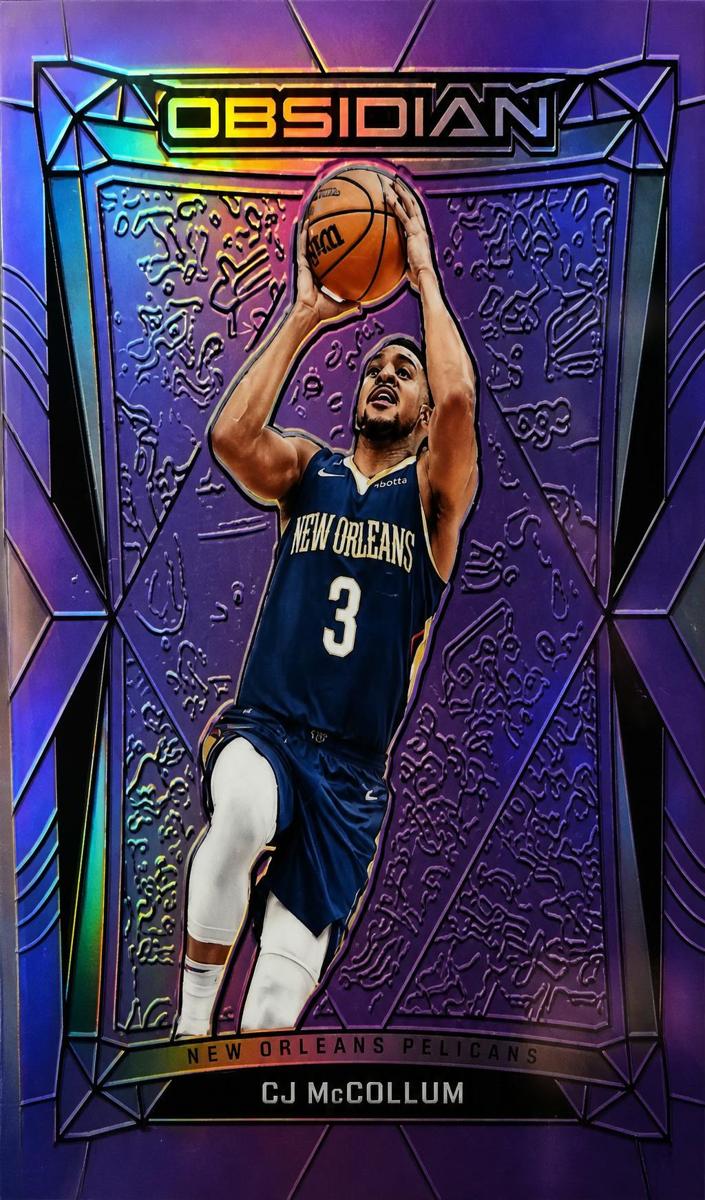 2023 Panini Obsidian Basketball Electric Etch Purple Flood CJ McCollum #198