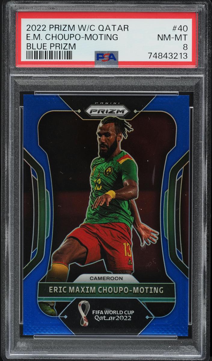 2022 Panini Prizm FIFA World Cup Qatar Soccer Blue Eric Maxim Choupo-Moting #40 PSA 8