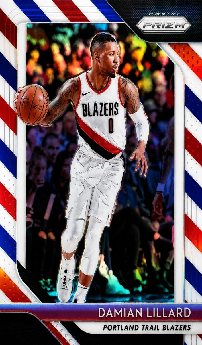 2018 Panini Prizm Basketball Prizms Red White Blue Damian Lillard #81 PSA 10