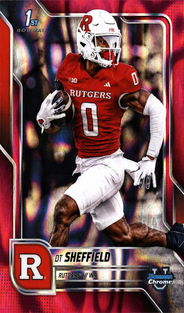 2025 Bowman Chrome University Football Pink Lava Refractor DT Sheffield #136