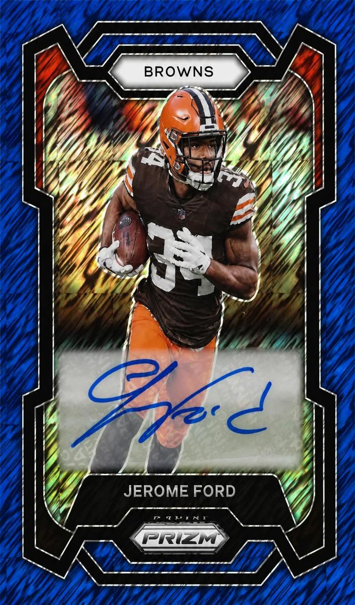 2023 Panini Prizm Football Blue Shimmer Jerome Ford #66 PSA 8.5