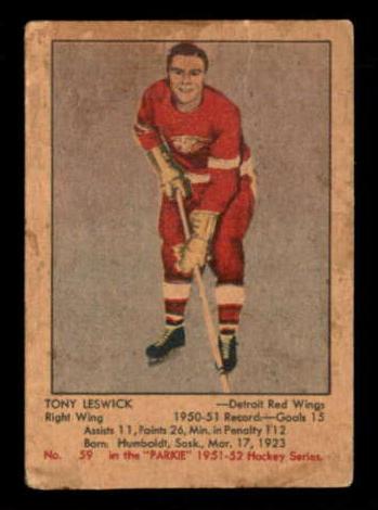 1951 Parkhurst Hockey Tony Leswick #59 PSA 5