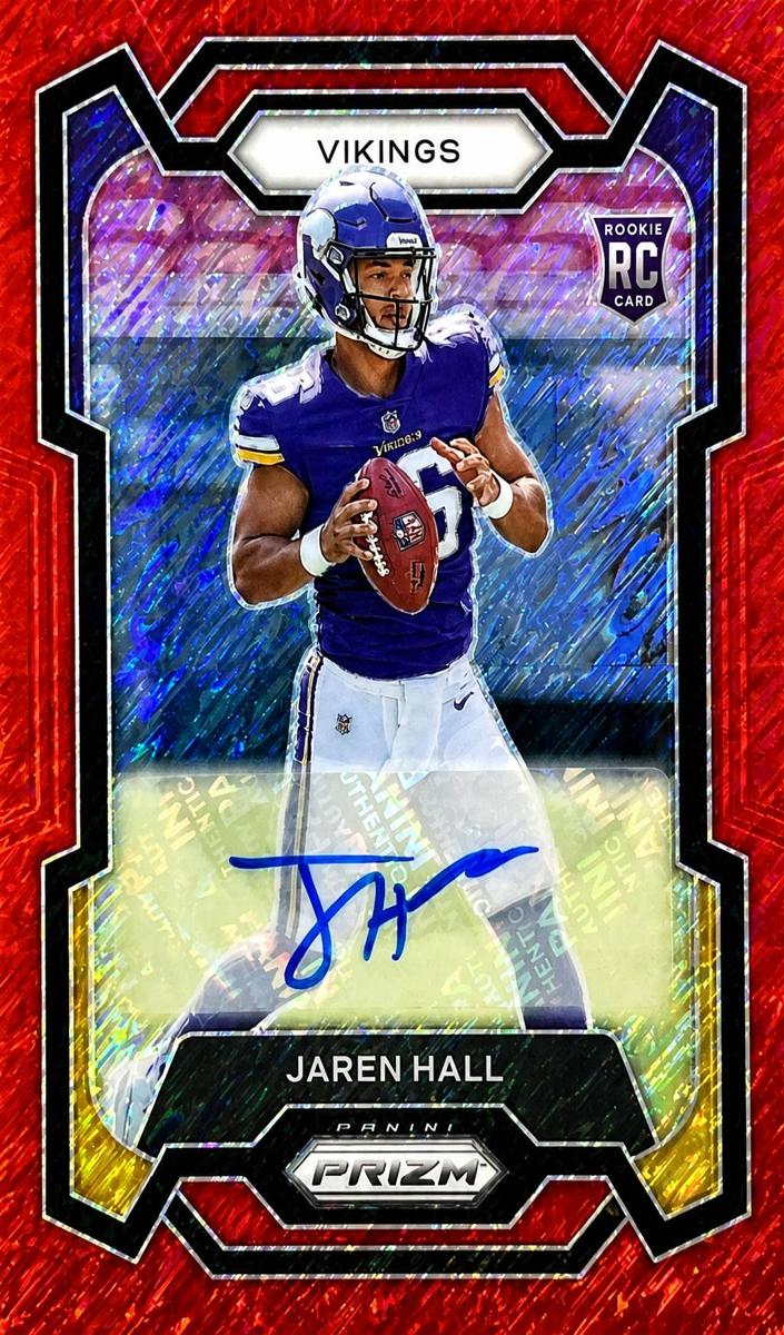 2023 Panini Prizm Football Red Shimmer Jaren Hall #367 PSA 8.5