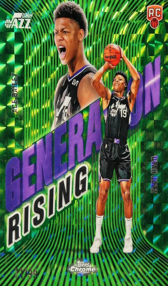 2025 Topps Chrome Basketball Geometric Green Refractor Ace Bailey #GR-5 PSA 10