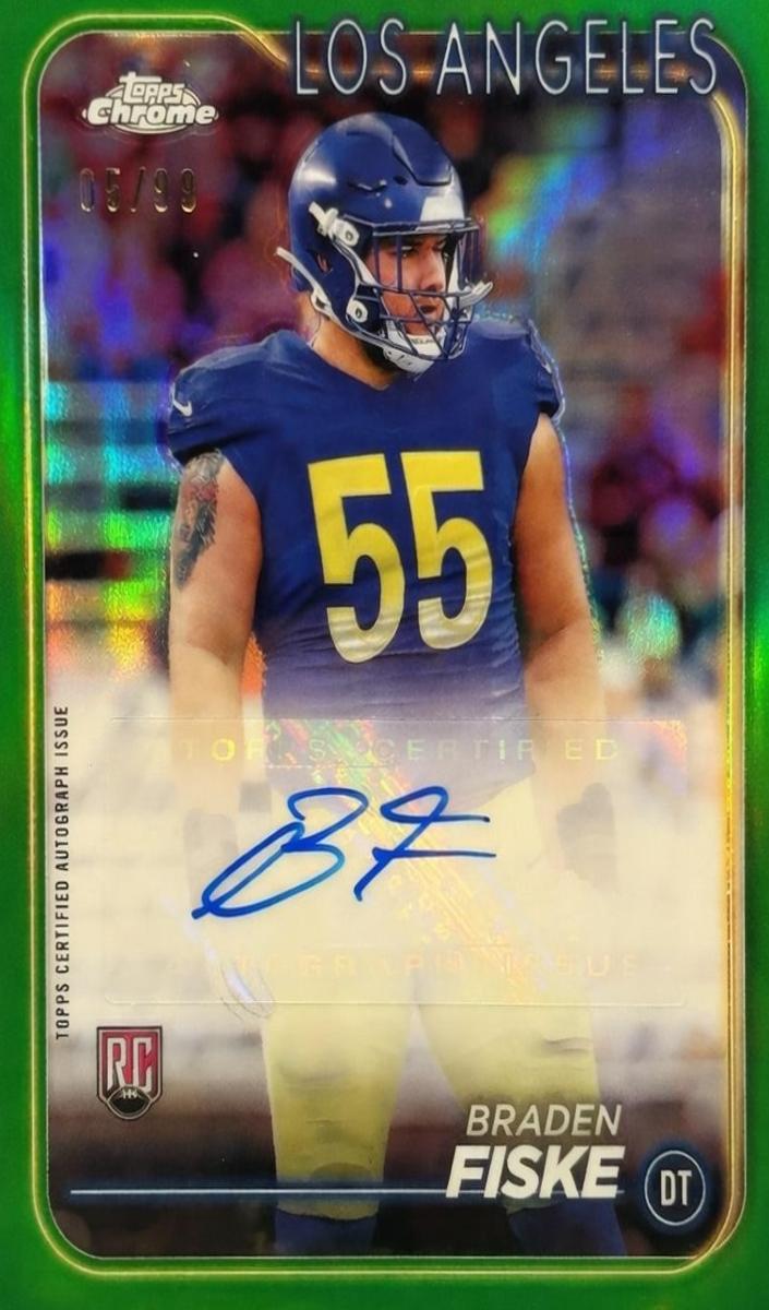 2024 Topps Chrome Football Green Refractor Braden Fiske #RA-BFI PSA 10