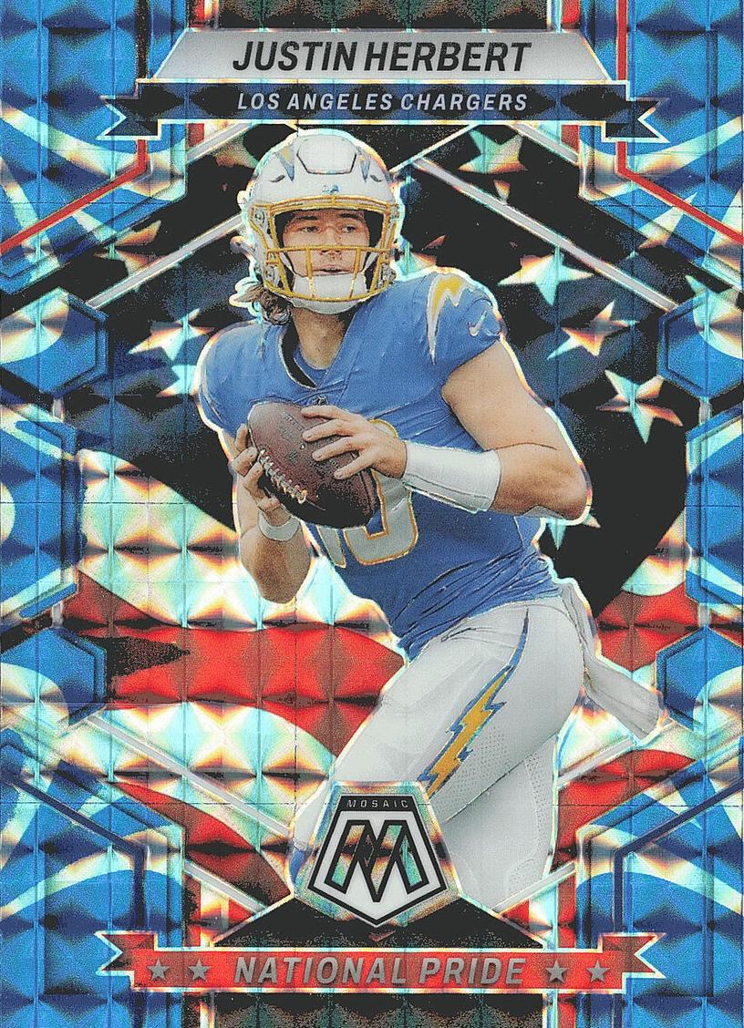 2023 Panini Mosaic Football Reactive Blue Justin Herbert #255 CGC 10