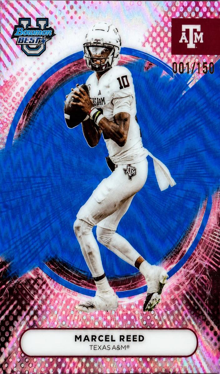 2025 Bowman Best University Football Blue Refractor Marcel Reed #2