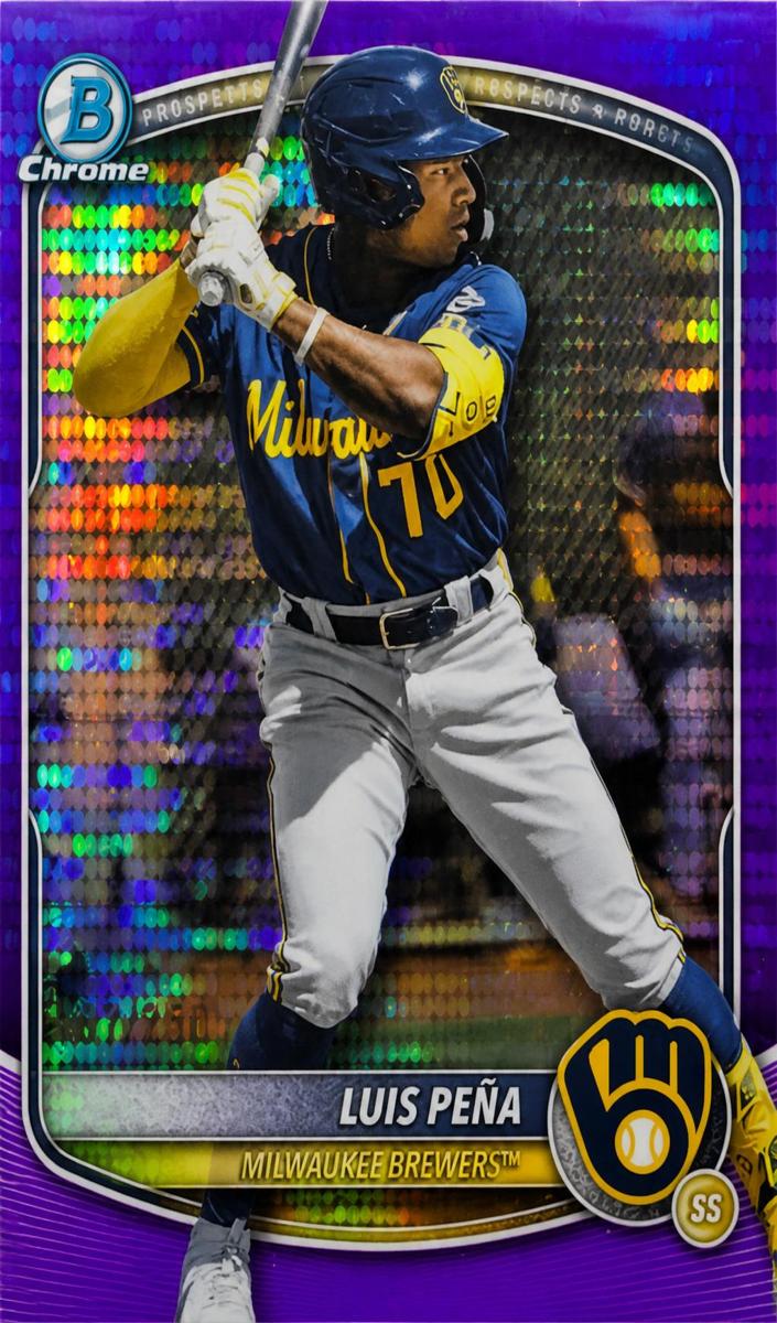 2025 Bowman Chrome Prospects Baseball Purple Pulsar Refractor Luis Pena #BCP-239 PSA 10