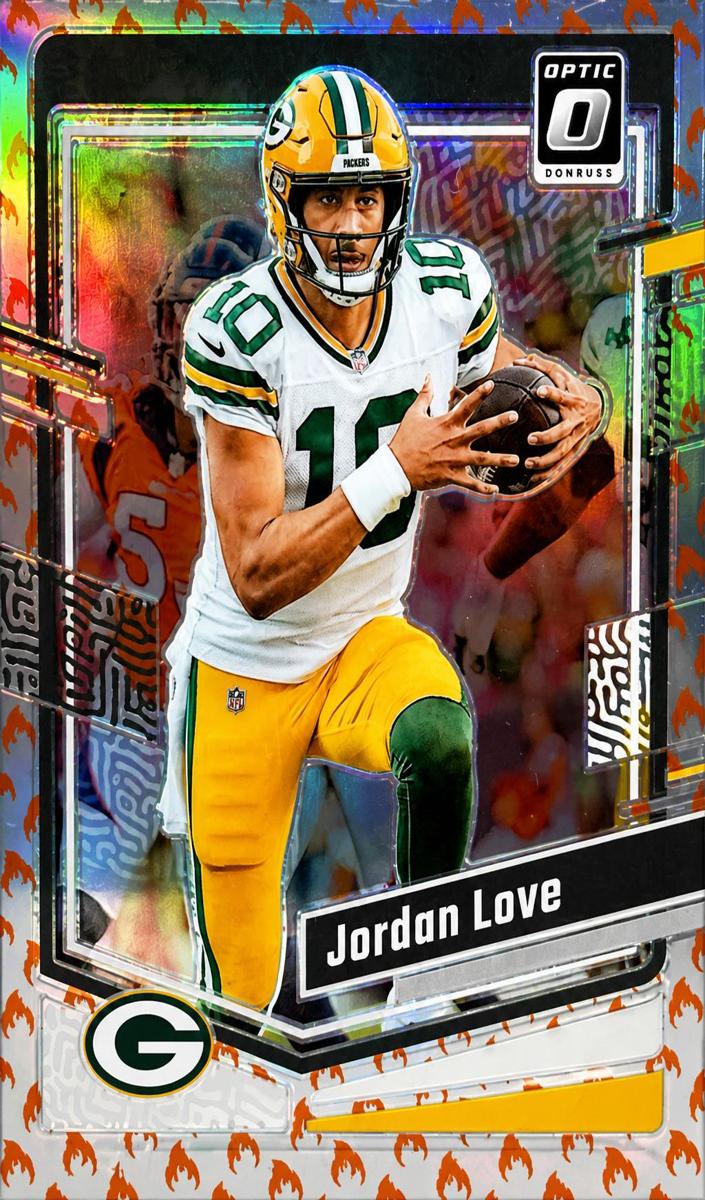 2023 Donruss Optic Football Fire Jordan Love #68 PSA 10
