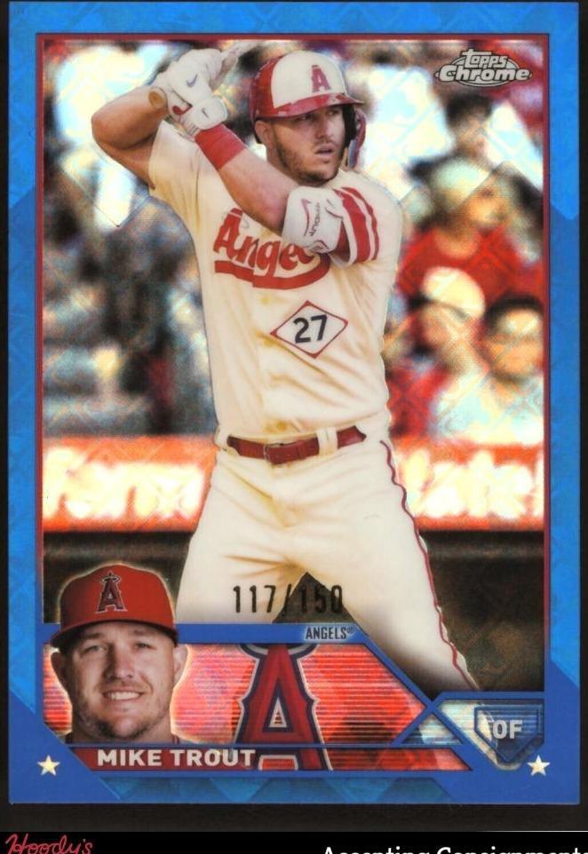 2023 Topps Chrome Logofractor Baseball Blue Refractor Mike Trout #27