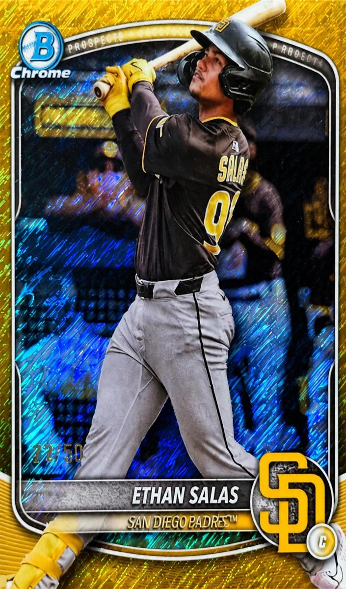 2025 Bowman Chrome Prospects Baseball Gold Shimmer Refractor Ethan Salas #BCP-169