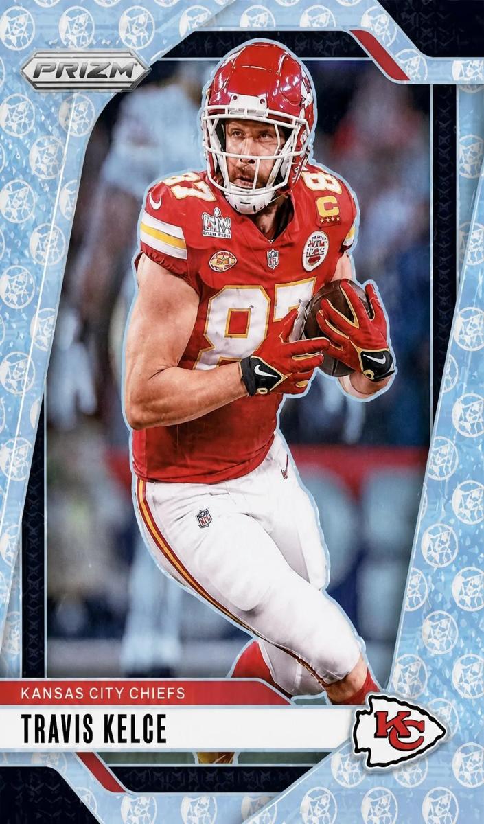 2024 Panini Prizm Football White Knight Travis Kelce #140 PSA 8