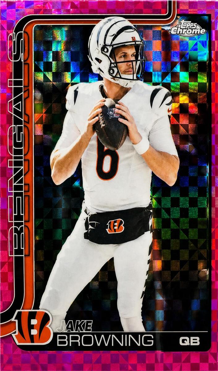 2025 Topps Chrome Football Hot Pink X-Fractor Jake Browning #63