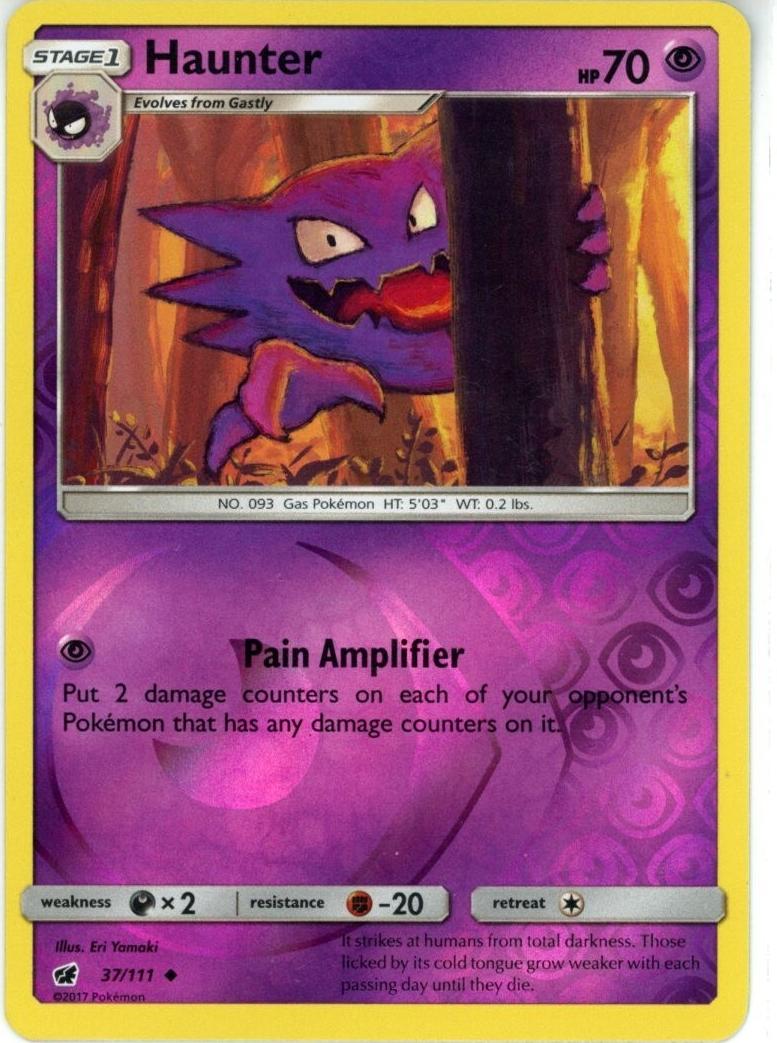 2017 Pokemon Sun & Moon Crimson Invasion Reverse Holo Haunter #37