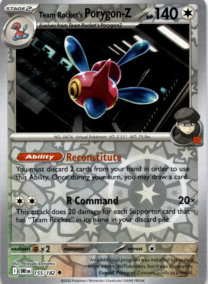 2025 Pokemon Scarlet & Violet Destined Rivals Reverse Holo Team Rocket's Porygon-Z #155 CGC 10