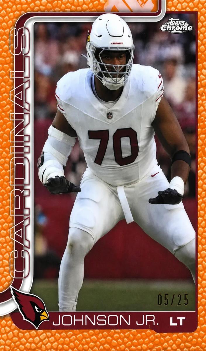 2025 Topps Chrome Football Football Leather Orange Refractor Paris Johnson Jr. #3