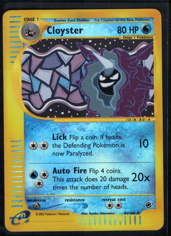 2002 Pokemon Expedition Base Set Reverse Foil Cloyster #42 PSA 10