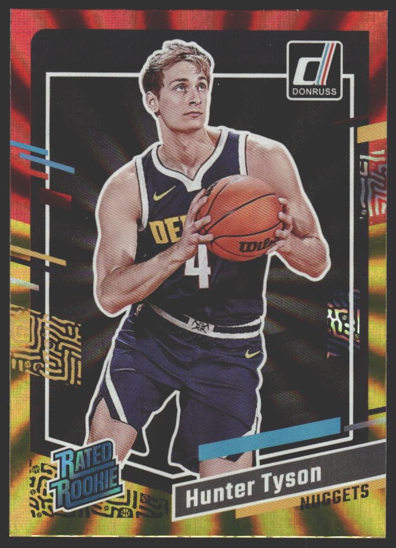 2023 Panini Donruss Basketball Holo Red and Gold Laser Hunter Tyson #201