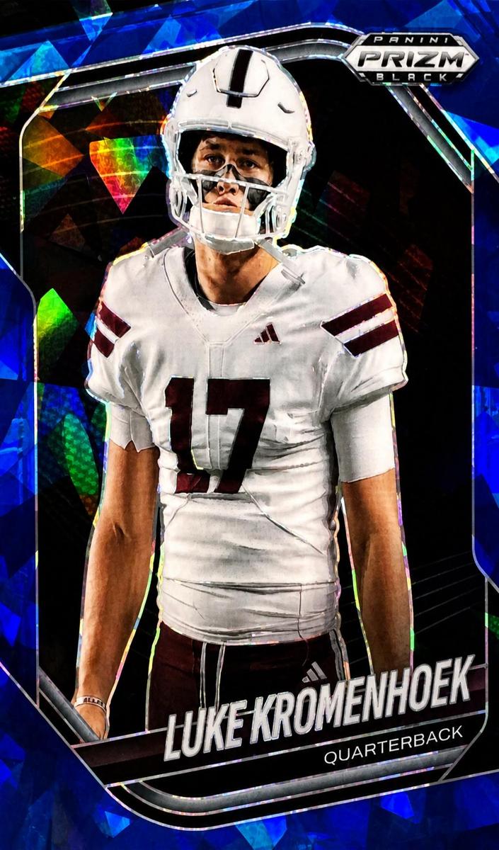 2025 Panini Prizm Black Football Blue Ice Luke Kromenhoek #163