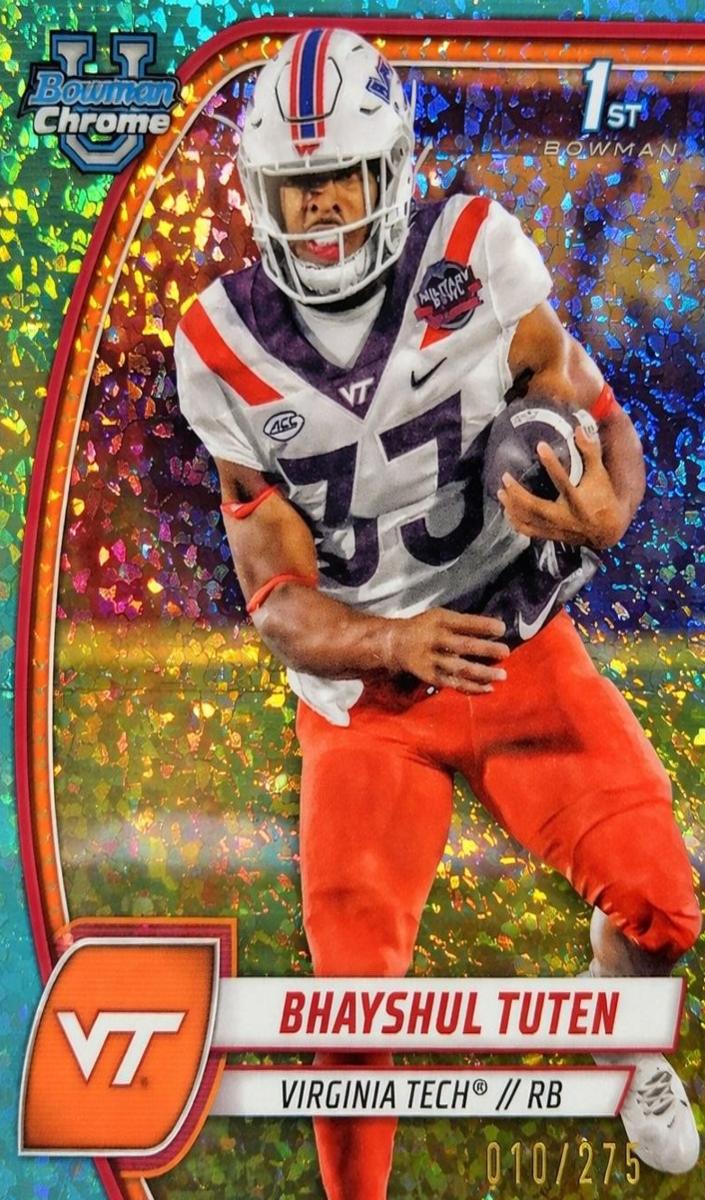 2024 Bowman Chrome University Football Aqua Mini Diamond Refractor Bhayshul Tuten #21