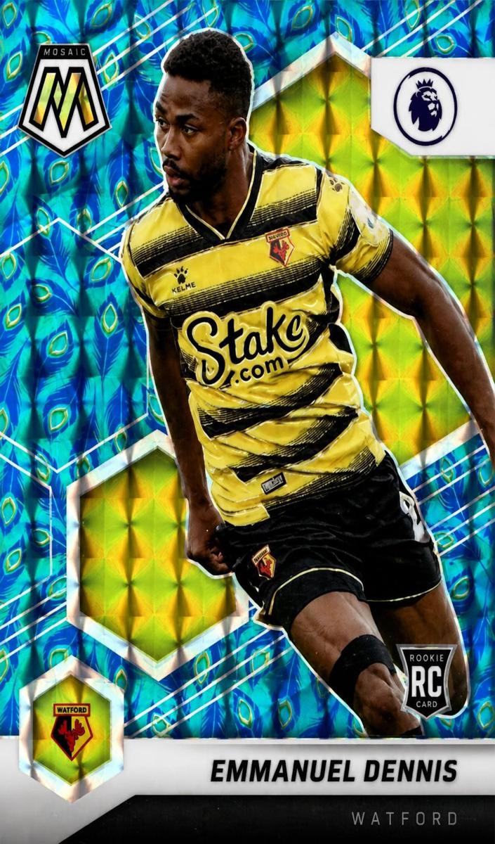 2021 Panini Mosaic Premier League Soccer Peacock Emmanuel Dennis #42