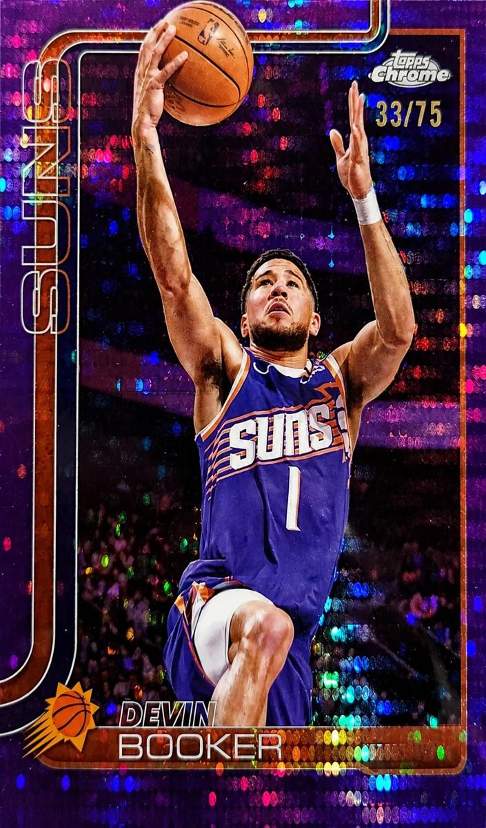 2025 Topps Chrome Basketball Pulsar Purple Refractor Devin Booker #195