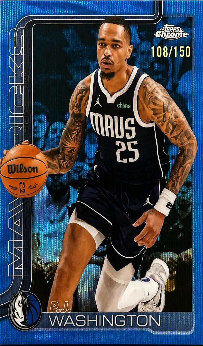 2025 Topps Chrome Basketball Blue Wave Refractor P.J. Washington #19