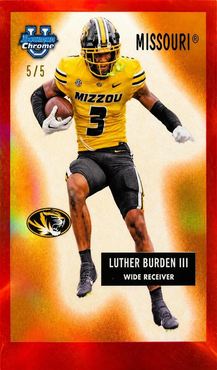2024 Bowman Chrome University Football Red Refractor Luther Burden III #55B-1 PSA 9
