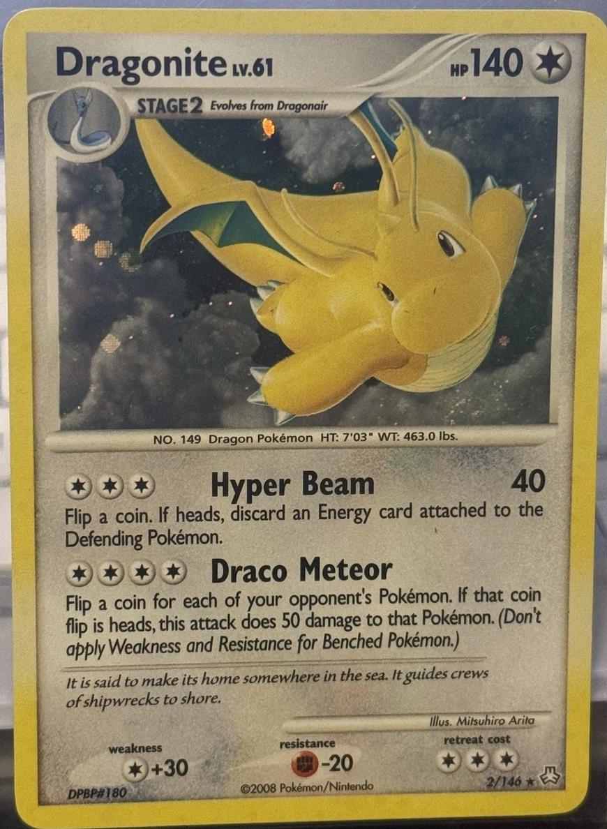 2008 Pokemon Diamond & Pearl Legends Awakened Reverse Holo Dragonite #2 CGC 7.5