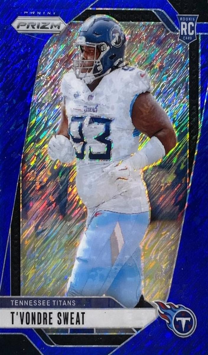 2024 Panini Prizm Football Blue Shimmer T'Vondre Sweat #394